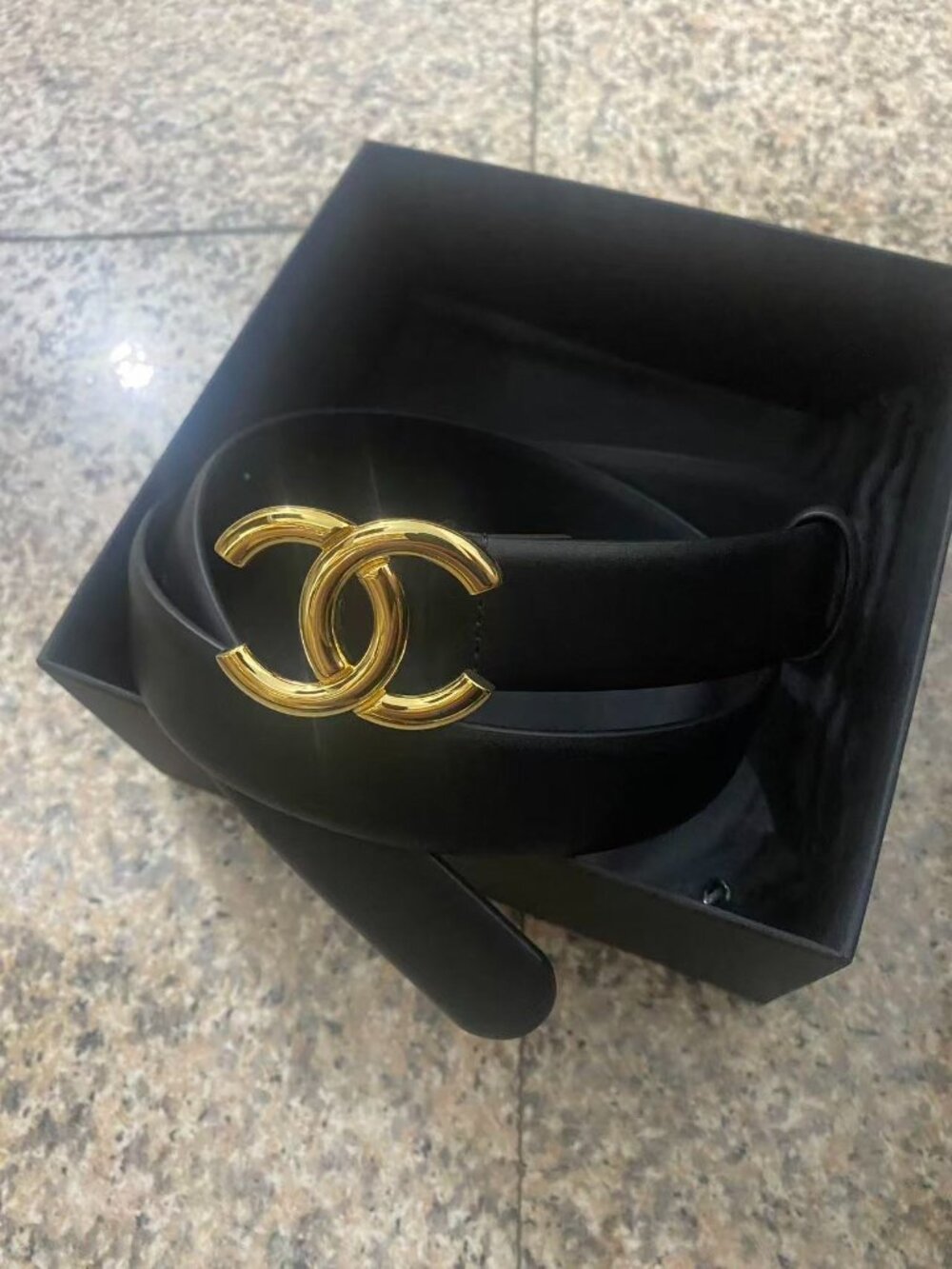 Chanel CC Logo Black Leather Belt Designer Belt 85cm